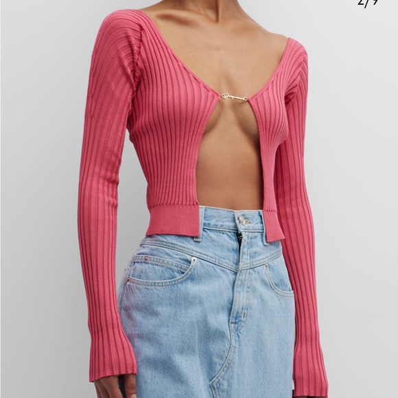 Jacquemus Pralu rib knit script logo cardigan - Picture 2 of 10